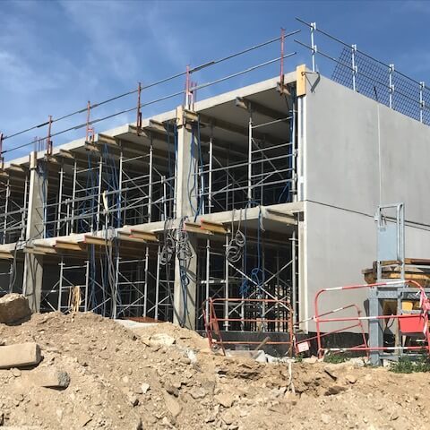 Construction du premier bâtiment du chantier de l'IMT de Brest