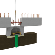 3D du montage du plot tête de pieux Rector