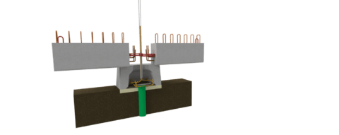 3D du montage du plot tête de pieux Rector