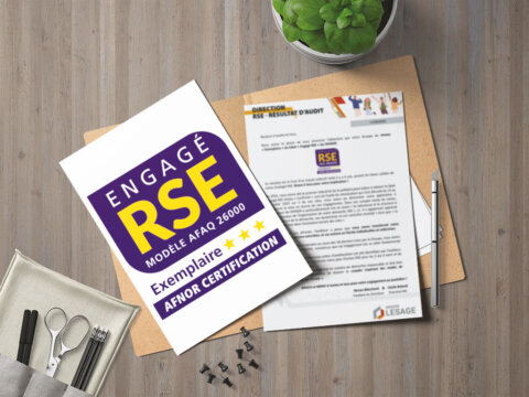 logo du label Engagé RSE + lettre de communication