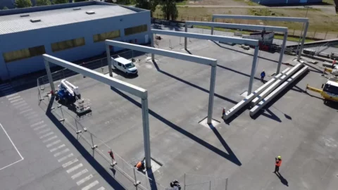 chantier ombrieres photovoltaïques Rector 1